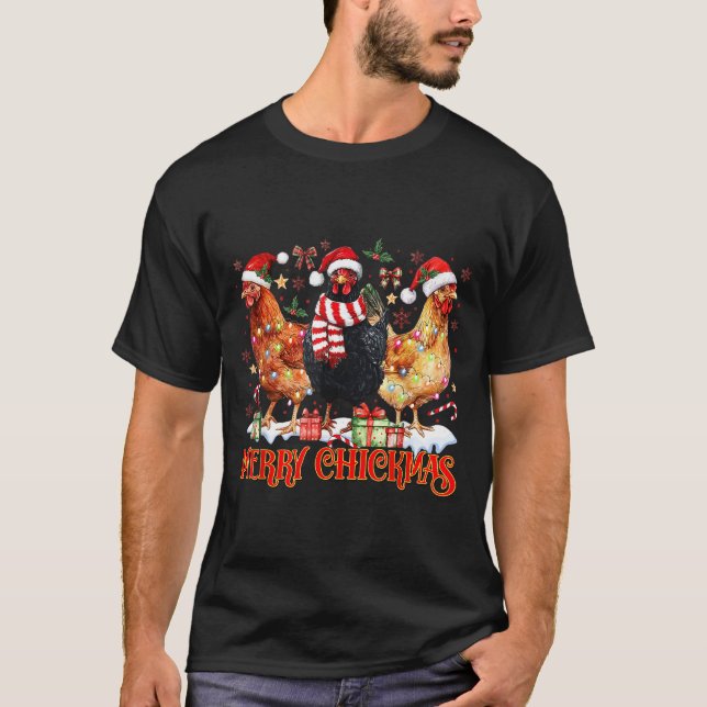 Camiseta Chicken Christmas Merry Chickmas Santa Claus Hat F (Anverso)