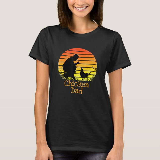 Camiseta Chicken Dad Vintage Retro Sunset Chicken Farmer (Anverso)