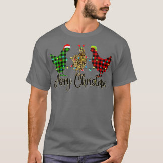 Camiseta Chicken Feliz Navidad Rojo Verde Leopardo P