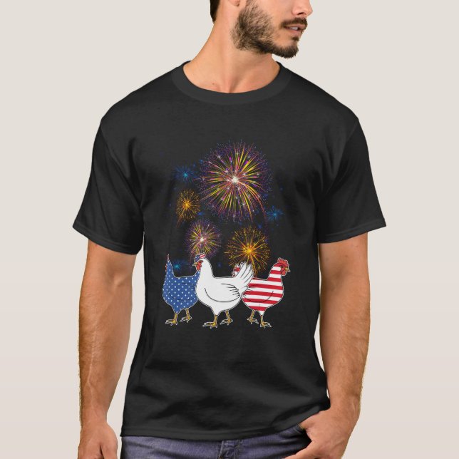 Camiseta Chicken Fireworks Independence 4th Of July Day Pat (Anverso)