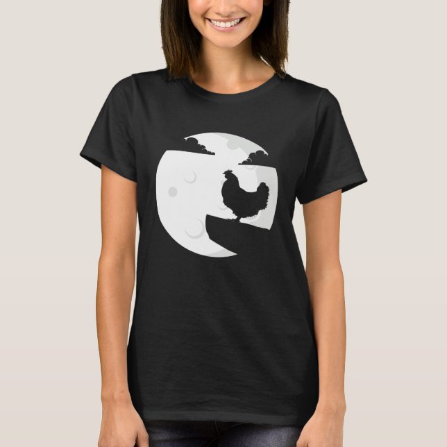 Camiseta Chicken Howling Moon  Animal Silhouette Women Boys (Anverso)