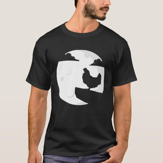 Camiseta Chicken Howling Moon  Animal Silhouette Women Boys (Anverso)