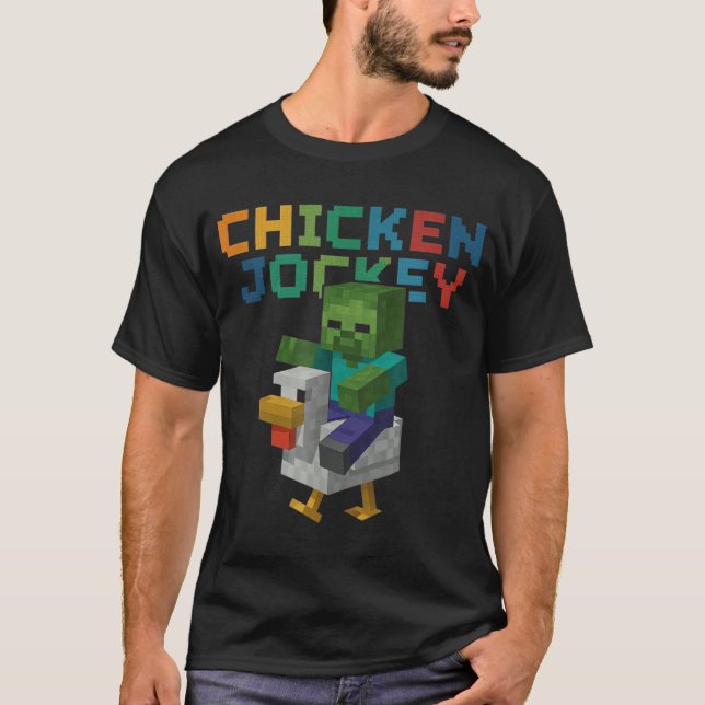 Camiseta Chicken Jockey Zombie Pixel Funny (Anverso)