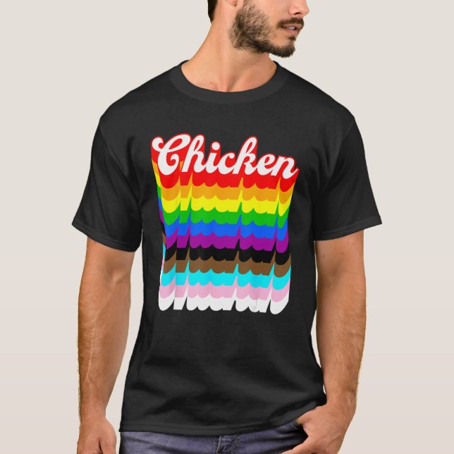 Camiseta Chicken LGBTQ pride rainbow (Anverso)