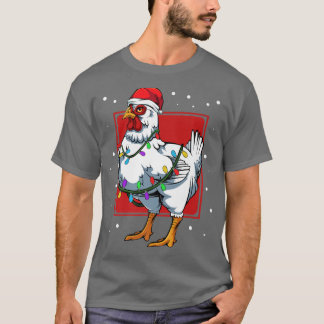 Camiseta Chicken Lights Fun Santa Cute Celebrat Happy Chris