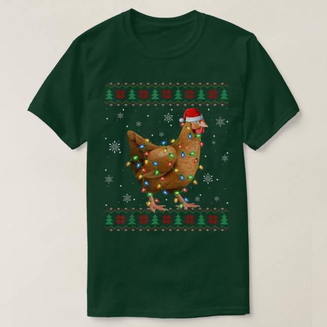 Camiseta Chicken Lover Xmas ilumina a Chris un pollo fea (Diseño del anverso)
