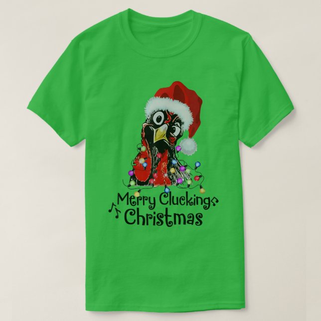 Camiseta Chicken Merry Clucking Christmas Santa Funny Xmas  (Diseño del anverso)