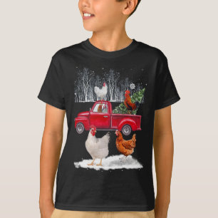 Camiseta Chicken Montando Camión Rojo Feliz Pollo de Navida