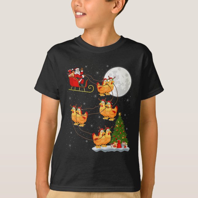 Camiseta Chicken Santa Sleigh Flying Funny Magical Christma (Anverso)