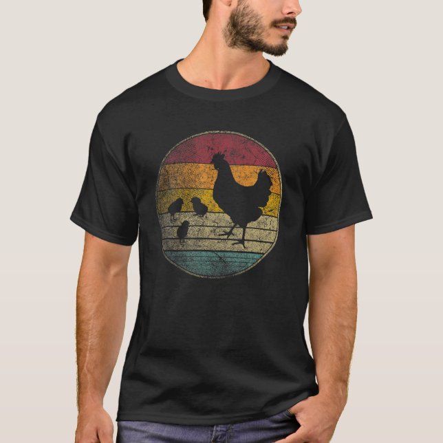 Camiseta Chicken Shirt Sun Retro Hen Pájaro Chicle Mamá M (Anverso)