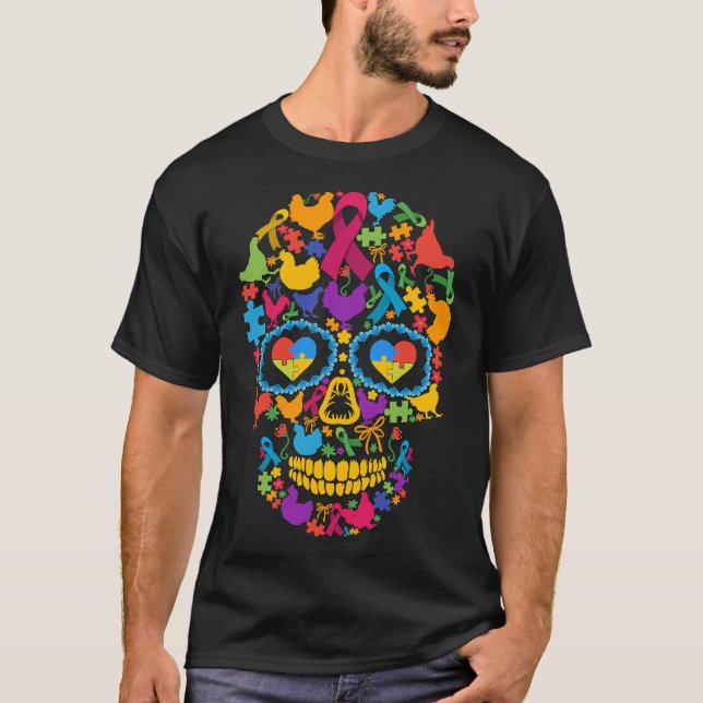 Camiseta Chicken Skull Autism Awareness   (Anverso)