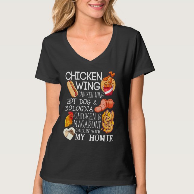 Camiseta Chicken Wing Chicken Wing Song Lyric Hotdog Bologn (Anverso)