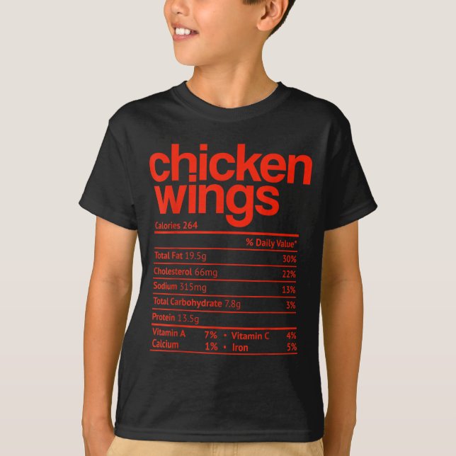 Camiseta Chicken Wings Nutrition Fact Funny Thanksgiving Ch (Anverso)