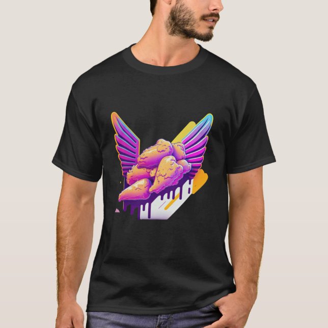 Camiseta Chicken Wings Synthwave 80s Retrowave Aesthetic (Anverso)