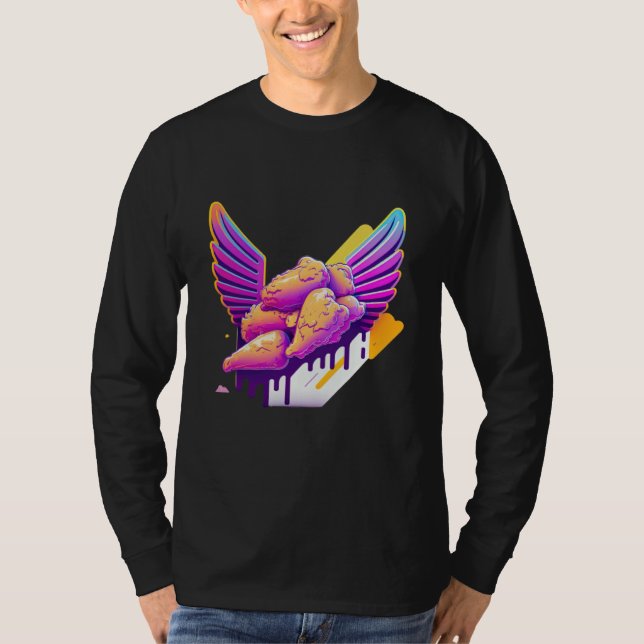 Camiseta Chicken Wings Synthwave 80s Retrowave Aesthetic (Anverso)