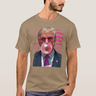 Camiseta Chicle Burbuja Donaldrump Divertido Rosa 4 de Juli