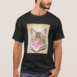 Camiseta Chicle de Burbujas de Gato Felino