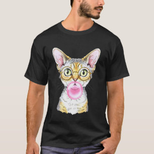 Camiseta Chicle de Burbujas de Gato Gato Lindo Chicle Rosa