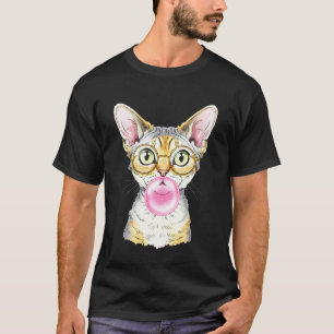 Camiseta Chicle de Burbujas de Gato Gato Lindo Chicle Rosa 