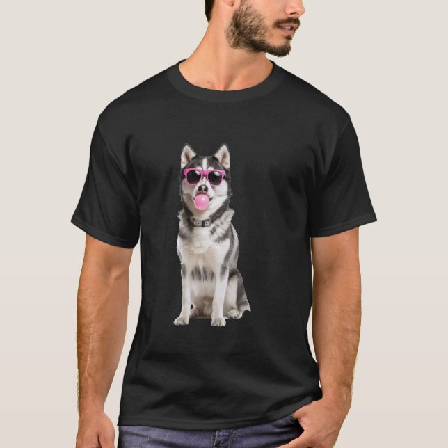 Camiseta Chicle de Burbujas de Husky Siberiano (Anverso)