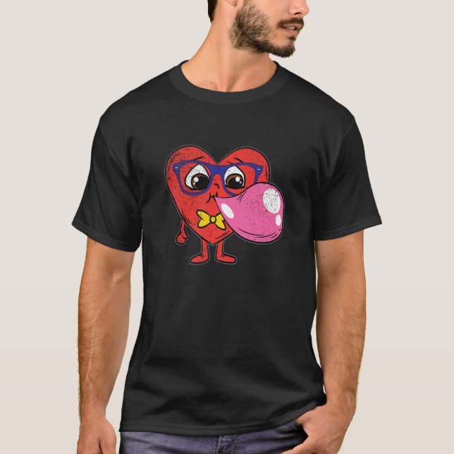 Camiseta Chicle de corazón Día de San Valentín Cute Nerd Hi (Anverso)