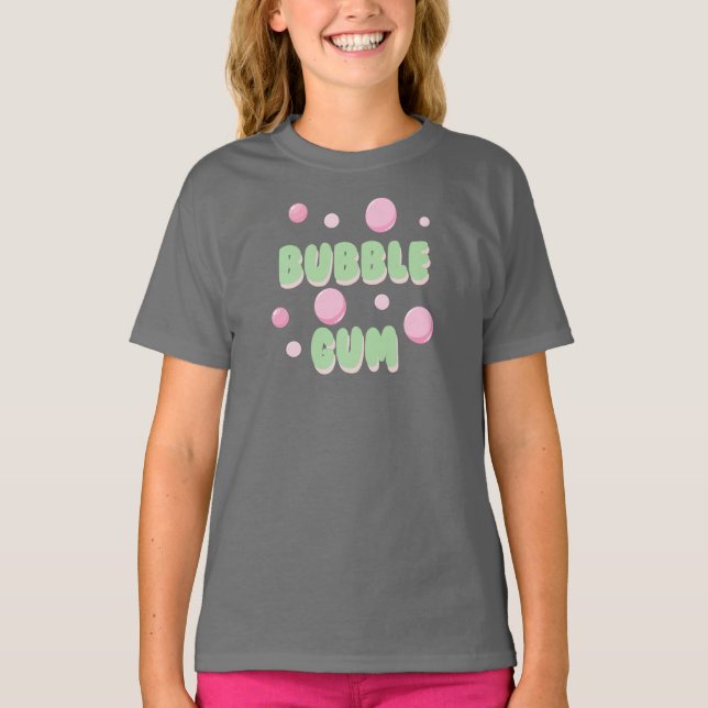 Camiseta Chicle Retro Tipografía de Menta y Rosa (Anverso)