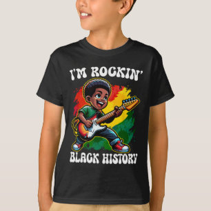 Camiseta Chico Afro Negro Estoy Rockeando el Mes de la Hist