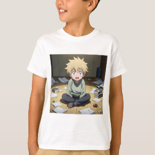 Camiseta Chico Anime Adorable Sorprendido en una Habitación