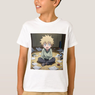 Camiseta Chico Anime Adorable Sorprendido en una Habitación