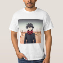 Chico Anime de Pie en un Paisaje Desértico – Anime