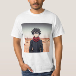 Camiseta Chico Anime de Pie en un Paisaje Desértico – Anime