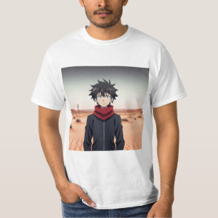 Camiseta Chico Anime de Pie en un Paisaje Desértico – Anime