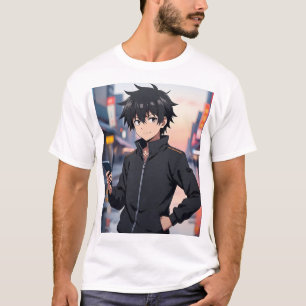 Camiseta Chico Anime en Calle de Ciudad – Personaje Anime U