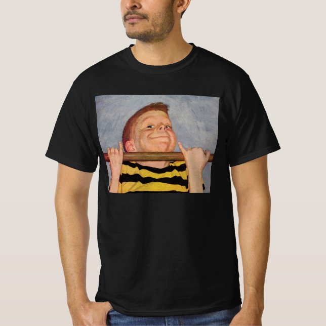 Camiseta Chico Antiguo Haciendo Flexiones de Brazos, Fitnes (Anverso)