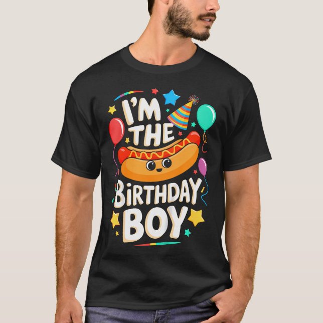 Camiseta Chico Cumpleaños Tema Perrito Caliente Sandwich Cu (Anverso)