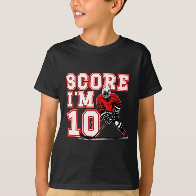 Camiseta Chico de 10 años de cumpleaños hockey sobre hielo (Anverso)