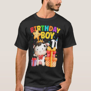 Camiseta Chico de cumpleaños de 11 años Undécimo Vacas Anim