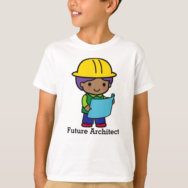 Camiseta Chico de Future Architect con sombrero duro amaril (Anverso)