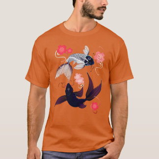 Camiseta Chico de koi de Yin y Yang y flores de cerezo