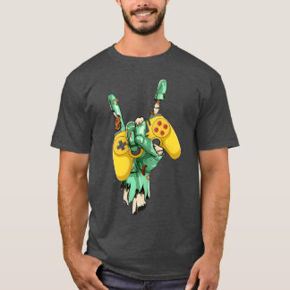 Camiseta Chico de mano de rock zombie sosteniendo control d