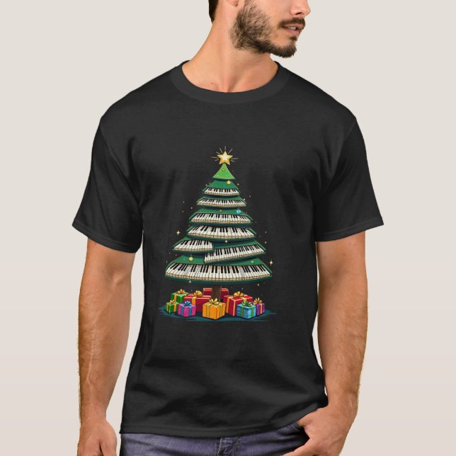 Camiseta Chico de Navidad Piano Teclado de vacaciones Amant (Anverso)