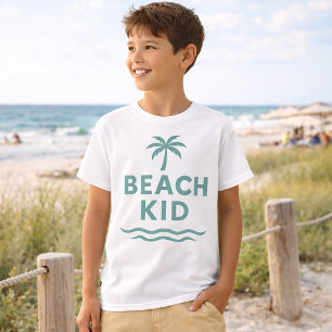 Camiseta Chico de Playa Minimalista Gráfico de Palma Ola