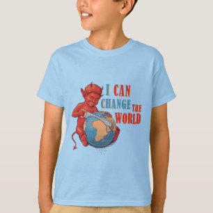 Camiseta Chico Diablo Divertido “Puedo Cambiar el Mundo”