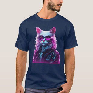 Camiseta Chico gato Disco Cyberpunk 80s