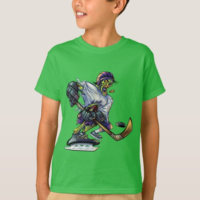 Camiseta Chico gracioso de zombi halloween con jugador de h (Anverso)