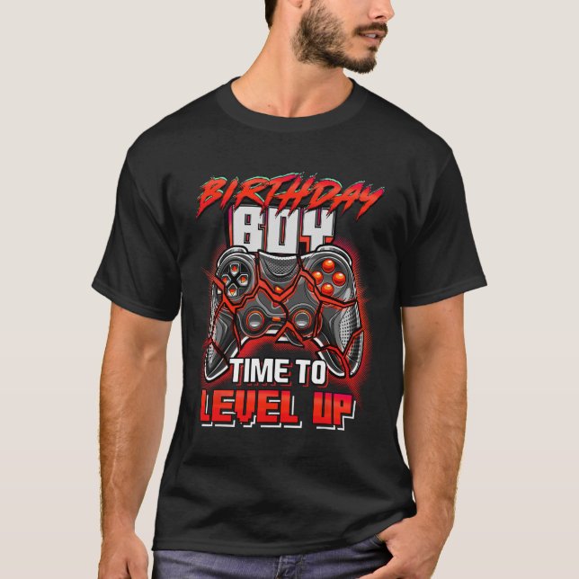 Camiseta Chico hora de subir de nivel fiesta de cumpleaños  (Anverso)