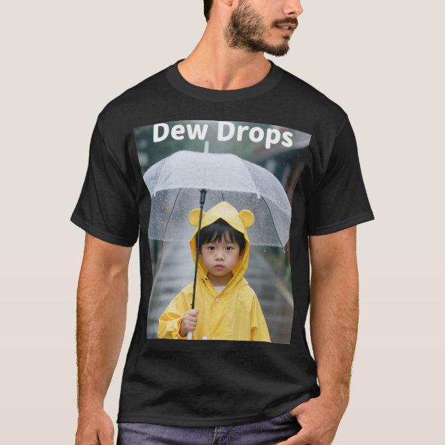 Camiseta Chico Lindo con Impermeable Amarillo Día Lluvioso  (Anverso)