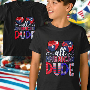 Camiseta Chico Lindo Muy Americano Celebración del 4 de Jul