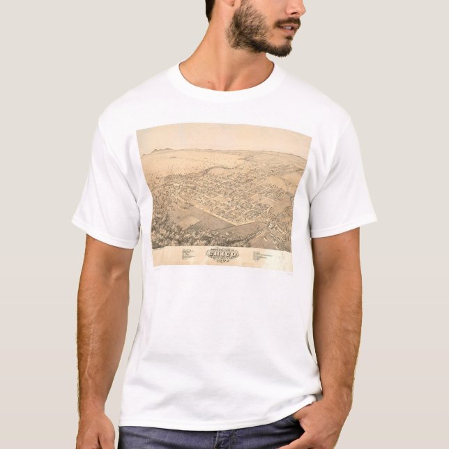 Camiseta Chico, mapa panorámico 1871 (0272A) del CA (Anverso)
