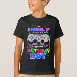 Camiseta Chico Nivel 7 Desbloqueado Videojuego Cumpleaños 7